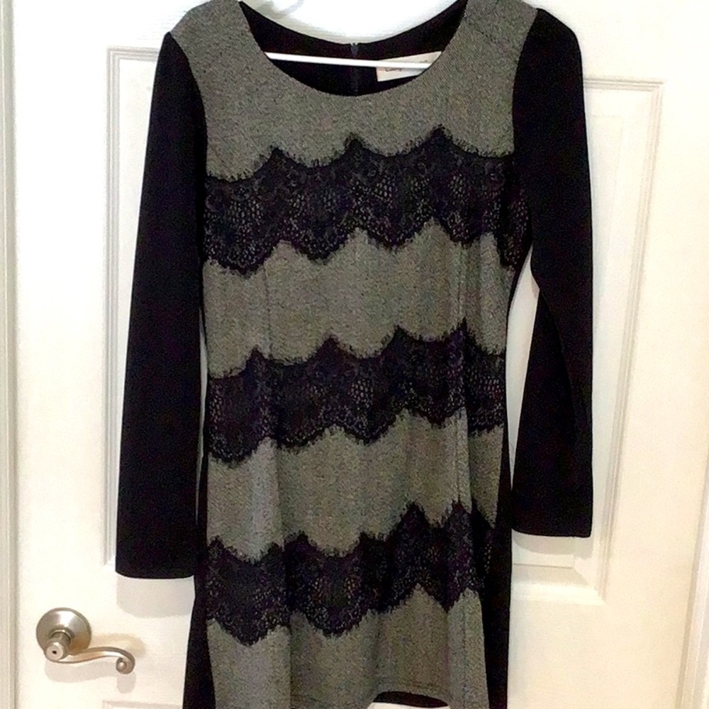 Tweed black and white dress.